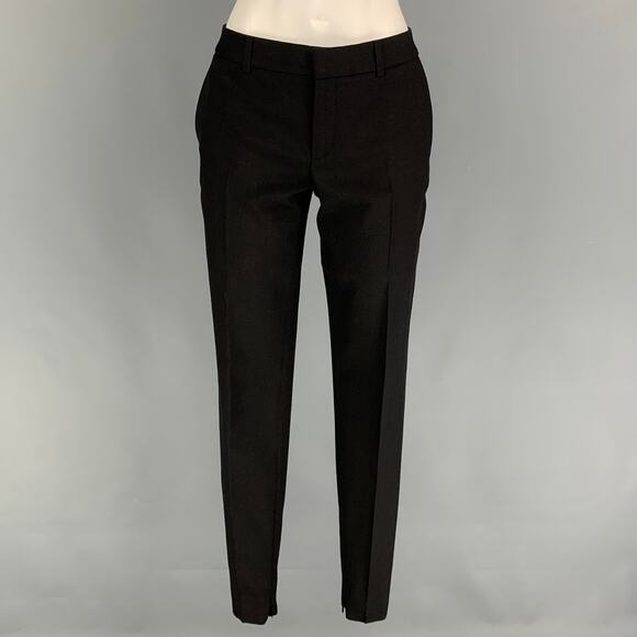 SAINT LAURENT Size 2 Black Virgin Wool Dress Pants - Picture 1 of 5